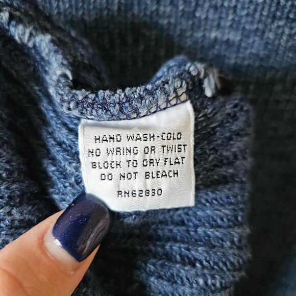 Lands end Ladies Chuncky Grandpa Sweater medium blue - Picture 5 of 5